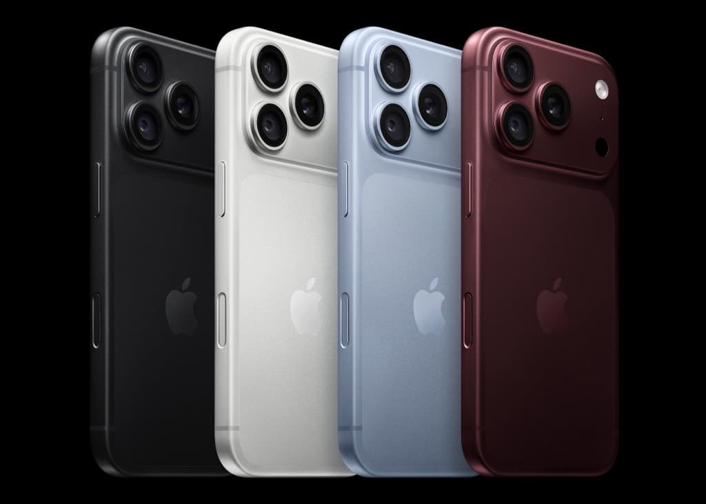 iPhone Pro color lineup on a black background